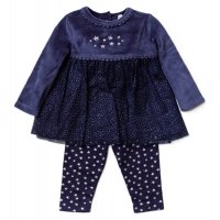 V21654: Baby Girls Velour Tutu Dress  & Legging Outfit (0-12 Months)