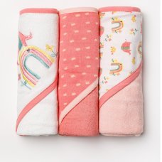 V21667: Baby Rainbow 3 Pack Hooded Towels/Robes