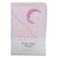 V21671: Baby Pink Bunny On Moon Hooded Towel/Robe