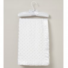 VEL03W: Baby White Luxury Ultra Soft Dimple Wrap On A Satin Padded Hanger