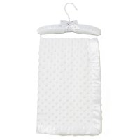 VEL03W: Baby White Luxury Ultra Soft Dimple Wrap On A Satin Padded Hanger