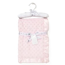 VEL03P: Baby Pink Luxury Ultra Soft Dimple Wrap On A Satin Padded Hanger