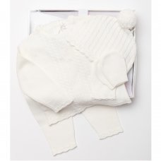 W21816: Baby Girls Knitted 4 Piece Outfit In A  Luxury Gift Box (NB-6 Months)