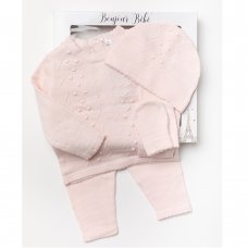 W21820: Baby Girls Knitted 4 Piece Outfit In A Gift Box (NB-6 Months)