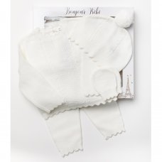 W21827: Baby Unisex Knitted 4 Piece Outfit In A Gift Box (NB-6 Months)