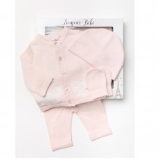 W21995: Baby Girls Knitted 4 Piece Outfit In A Gift Box (NB-6 Months)
