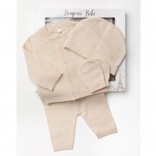 W22001: Baby Unisex Knitted 4 Piece Outfit In A Gift Box (NB-6 Months)
