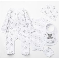 D06230: Baby Unisex Welcome to The World 6 Piece Mesh Bag Gift Set (NB-6 Months)