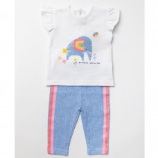 W22567:  Baby Girls Elephant Top & Leggings Outfit (3-24 Months)