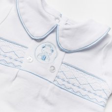 W22577: Baby Boys Smocked Cotton Top & Short On A Satin Padded Hanger (0-9 Months)