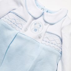W22579: Baby Boys Smocked Cotton All In One On A Satin Padded Hanger (0-9 Months)
