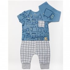W22653: Baby Boys Organic Cotton T-Shirt, Jog Pant & Bib Outfit (0-18 Months)