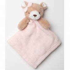 W22816: Baby Girls Bear With Bow Comforter