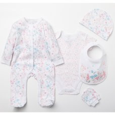 W22924: Baby Girls Floral 6 Piece Mesh Bag Gift Set (NB-6 Months)