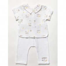 W22962: Baby Unisex Muslin Fabric Safari Top & Trouser Set (0-12 Months)