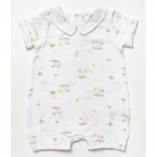 W22964: Baby Unisex Muslin Fabric Safari Romper (0-12 Months)