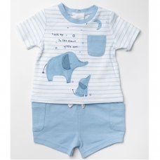 W23039: Baby Boys Elephant Top & Short Outfit (0-12 Months)