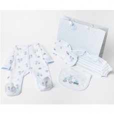 W23201: Baby Boys Bears 6 Piece Mesh Bag Gift Set (NB-6 Months)