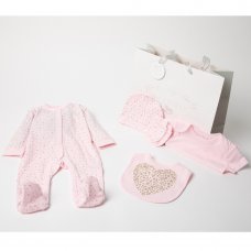 W23227: Baby Girls Hearts 6 Piece Mesh Bag Gift Set (NB-6 Months)