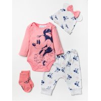 W23288: Baby Girls Minnie Mouse 4 Piece Outfit  (0-12 Months)