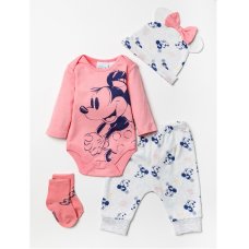 W23288: Baby Girls Minnie Mouse 4 Piece Outfit  (0-12 Months)