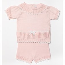 W23311: Baby Girls Cotton Knitted 2 Piece Outfit (0-9 Months)