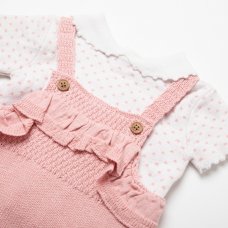 W23364: Baby Girls Cotton Knitted 2 Piece Outfit (0-9 Months)