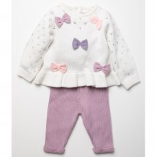 W23376: Baby Girls Knitted 2 Piece Outfit (3-24 Months)