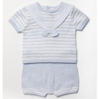 W23379: Baby Boys Cotton Knitted 2 Piece Outfit (0-9 Months)