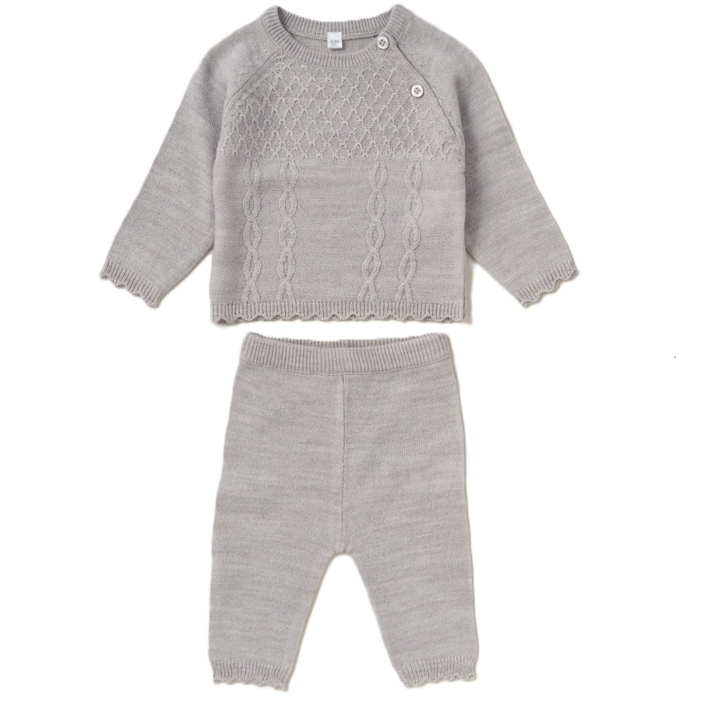 W23383: Baby Unisex Knitted 2 Piece Outfit (0-9 Months) W23383: Baby Unisex Knitted 2 Piece Outfit (0-9 Months)