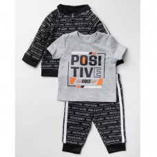 W23783:  Baby Boys Positive Vibes  3 Piece Tracksuit (0-18 Months)