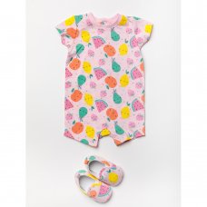 W23865: Baby Girls Fruit Print Romper With Shoes (0-9 Months)