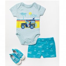 W23887: Baby Boys 3 Piece Outfit With Shoes (0-9 Months)