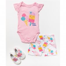 W23894: Baby Girls 3 Piece Outfit With Shoes (0-9 Months)