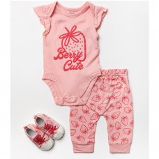 W23896: Baby Girls 3 Piece Outfit With Shoes (0-9 Months)
