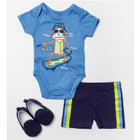 W23901: Baby Boys 3 Piece Outfit With Shoes (0-9 Months)