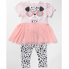 W23904:  Baby Girls Dalmatian Tutu Dress & Legging Outfit (0-12 Months)