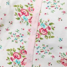 W23922: Baby Girls Cream Floral 3 Piece All In One, Bodysuit & Bib Set (NB-6 Months)