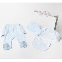 D06182: Baby Boys Hippo & Friends 6 Piece Mesh Bag Gift Set (NB-6 Months)