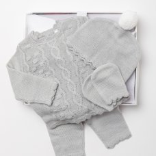 W24203: Baby Boys Knitted 4 Piece Outfit In A  Luxury Gift Box (NB-6 Months, boxes slight damage)