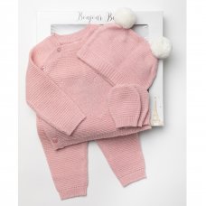W24207: Baby Girls Knitted 4 Piece Outfit In A Gift Box (NB-6 Months)