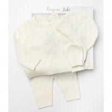W24215: Baby Girls Knitted 4 Piece Outfit In A Gift Box (NB-6 Months)