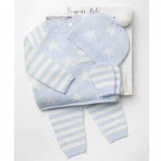 W24218: Baby Boys Knitted 4 Piece Outfit In A Gift Box (NB-6 Months)