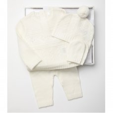 W24220: Baby Boys Knitted 4 Piece Outfit In A  Luxury Gift Box (NB-6 Months, boxes slight marks/damage)