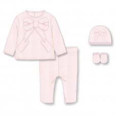 W24225: Baby Girls Knitted 4 Piece Outfit In A Gift Box (NB-6 Months)