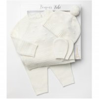 W24227: Baby Boys Knitted 4 Piece Outfit In A Gift Box (NB-6 Months)