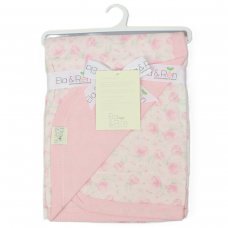 E13403: Baby Roses Double Layer Muslin Wrap With Waffle Lining