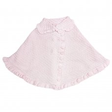 A24452: Baby Girls Lined, Knitted Poncho/Cape with Decorative Trim  (3-24 Months)