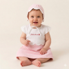 B03962:  Baby Girls Terry/Jersey Mix Dress & Hat Outfit  (0-12 Months)