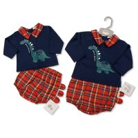 BIS-2020-2403: Baby Tartan 2 Pieces Set - Dino (NB-6 Months)